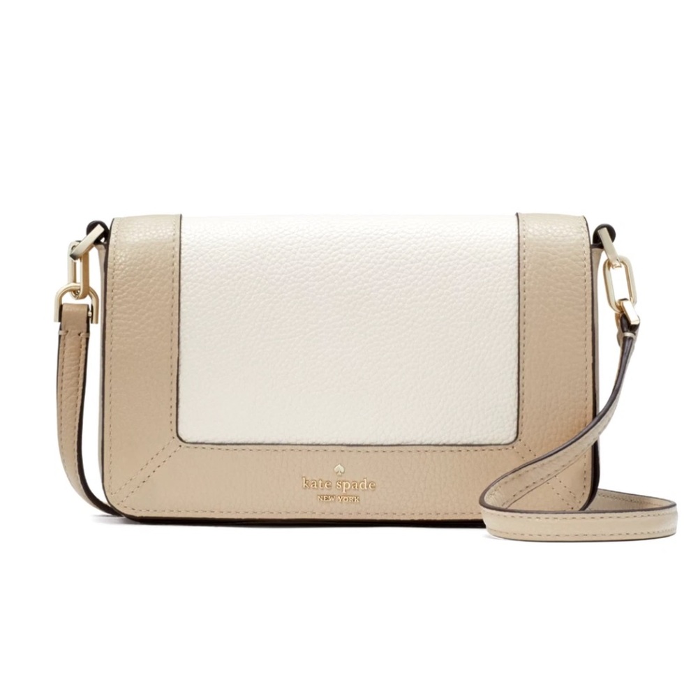New Kate Spade Lena Colorblock Mini Flap Crossbody Light Sand Multi
